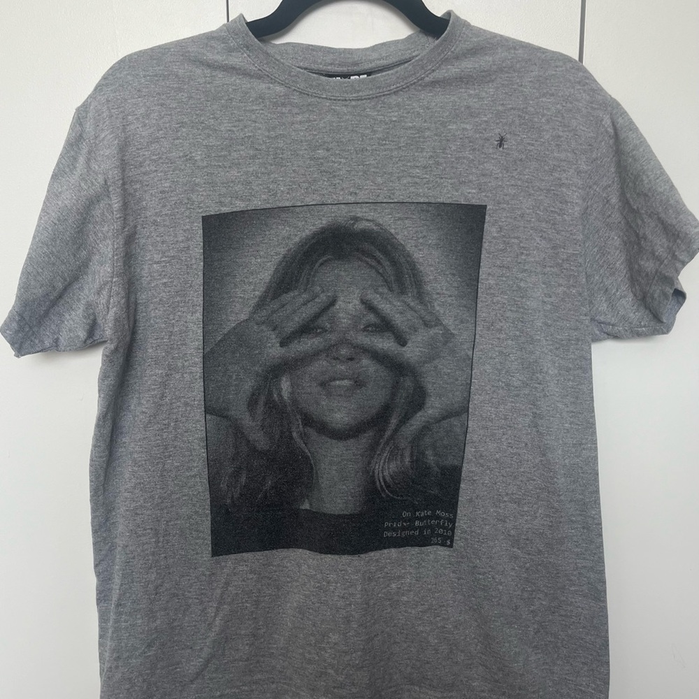 Hype Means Nothing HMN Kate Moss Gray Short Sleeve Men’s T-Shirt Size Small
